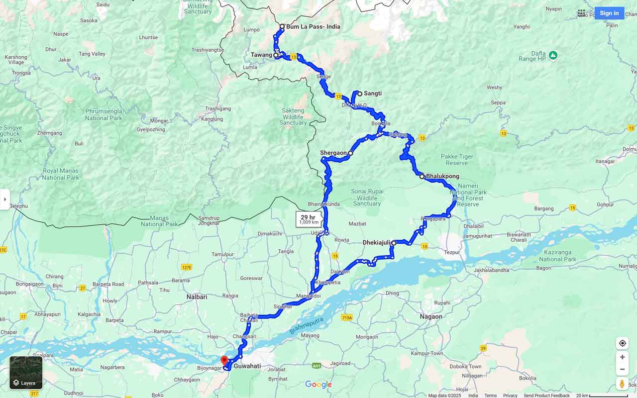 Hidden Gems of Arunachal 7 Days 6 Nights Route Plan